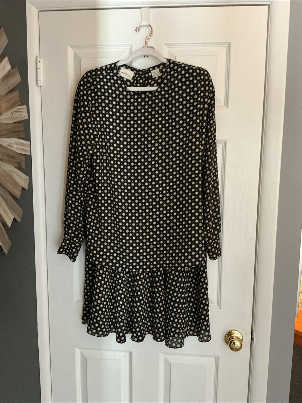 2 pc Black Polka Dot Midi Skirt & Top - Women's Flowy A-Line